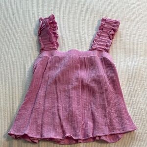 Pink Sleeveless Ruffle Top